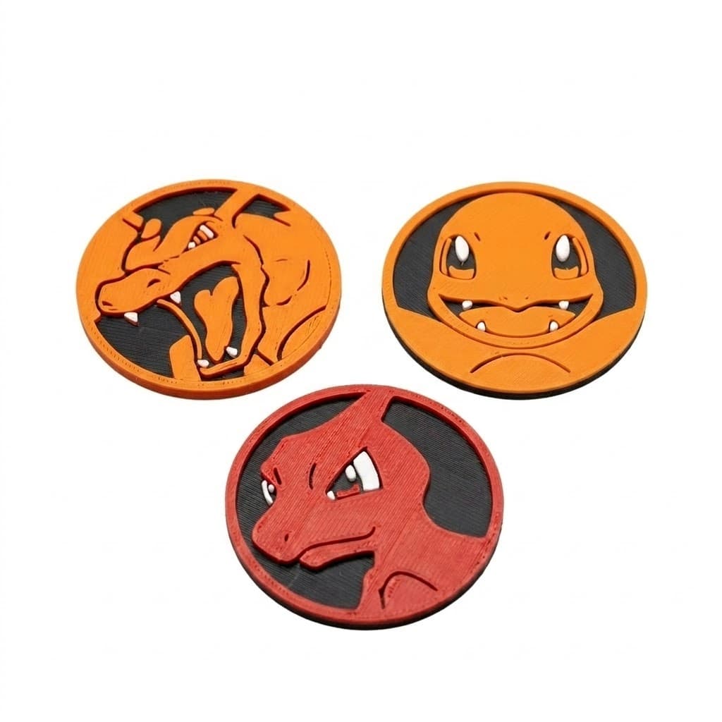 Fichas TCG — linha Charmander em multicor